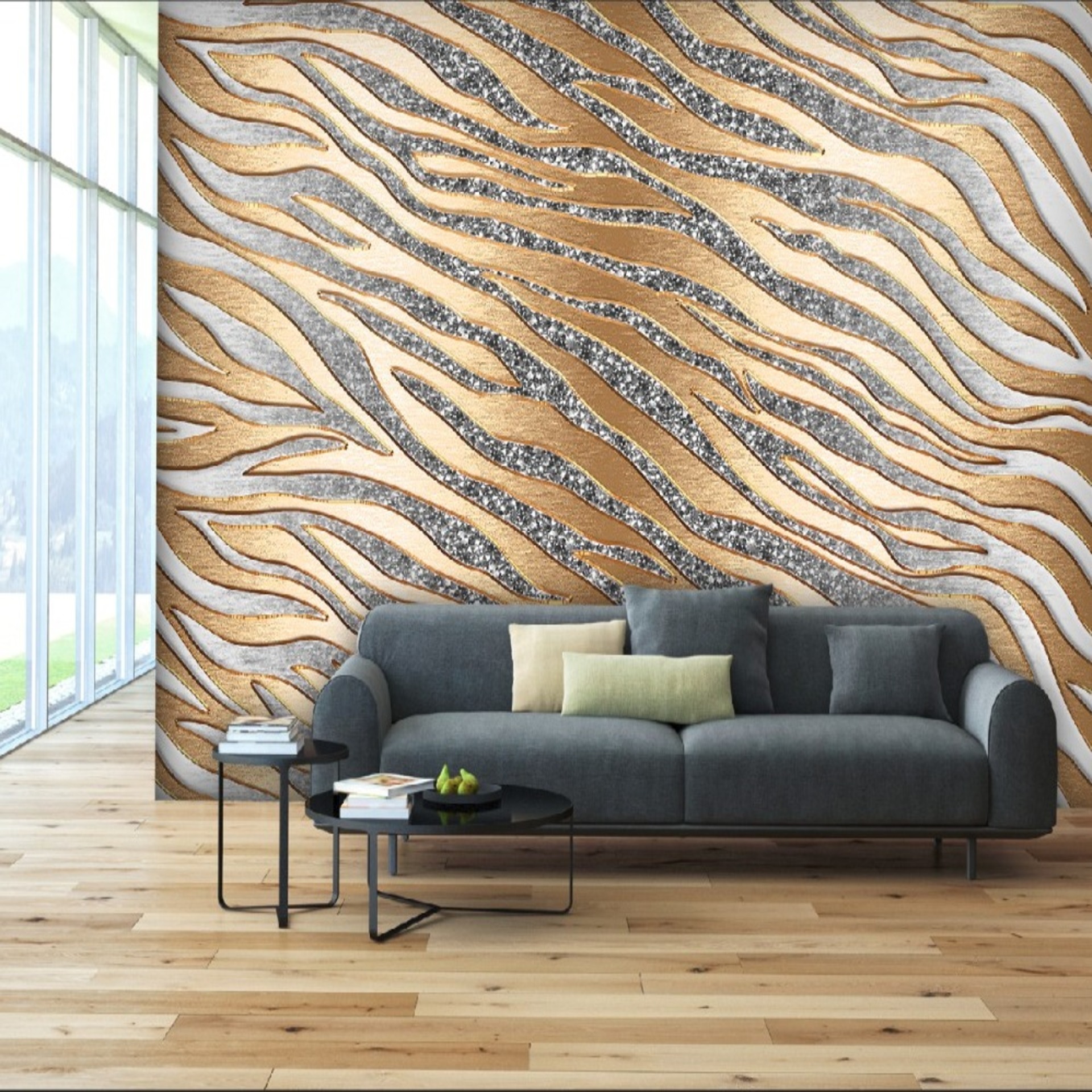 Modern Abstract White & Grey Wallpaper – Silver Tones