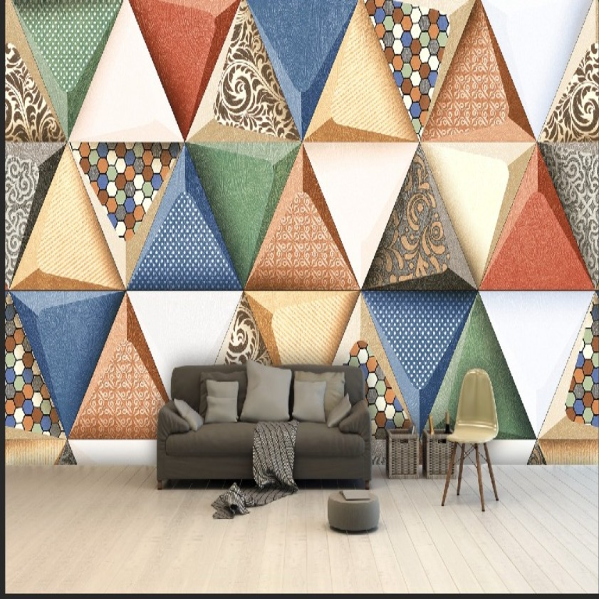 Argyle pyramid geometric wallpaper