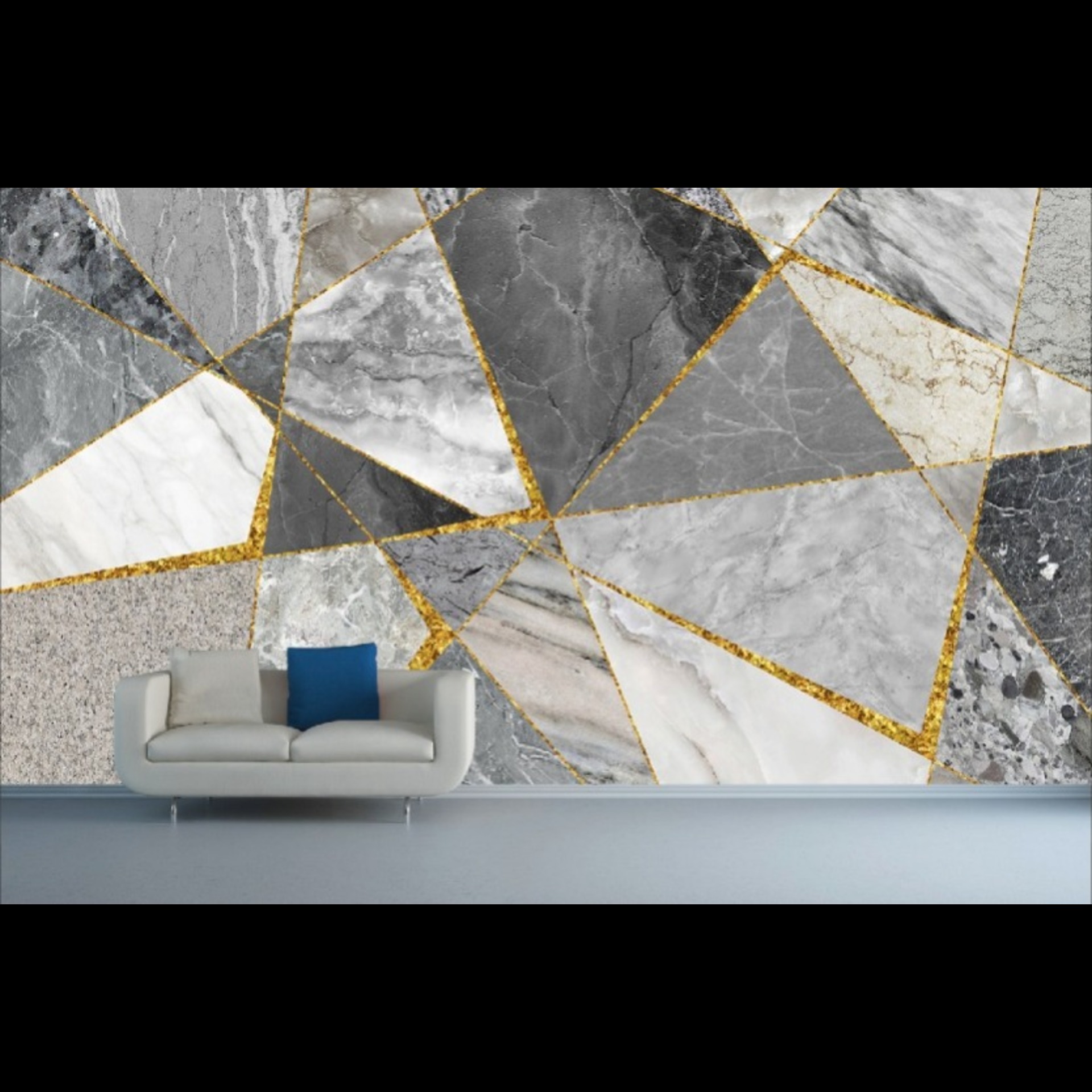 Blue abstract triangle wallpaper for workplace