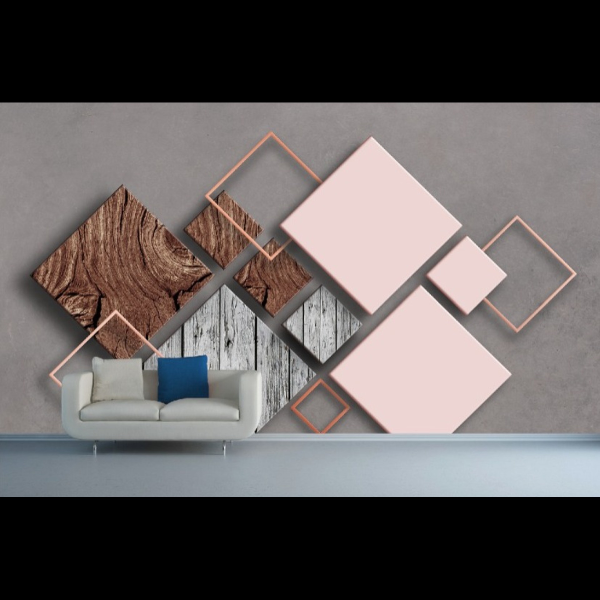 Blue diamond shaped geometric wallpaper